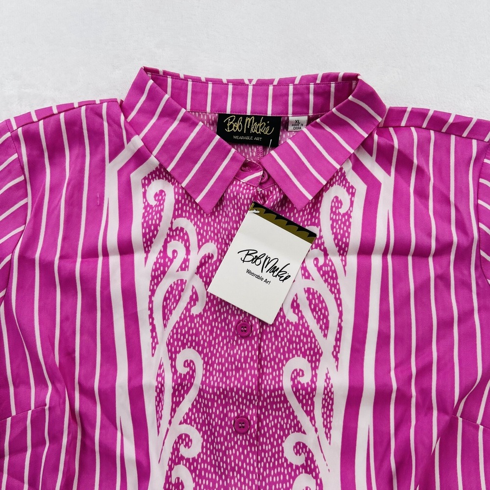 Bob Mackie Shirt Womens Extra Large Pink Button Up Western Cowboy Ladies NEW! - Picture 16 of 16